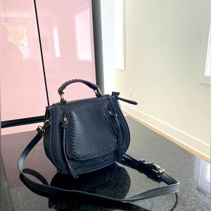 Black Faux Leather Boho Crossbody Purse